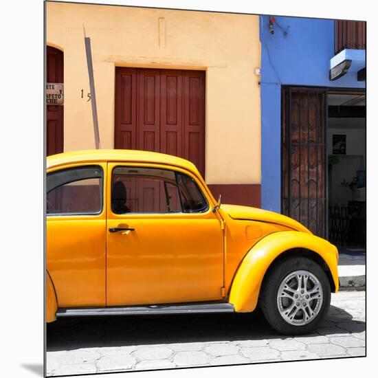 ¡Viva Mexico! Square Collection - "15 Street" Dark Yellow VW Beetle Car-Philippe Hugonnard-Mounted Photographic Print