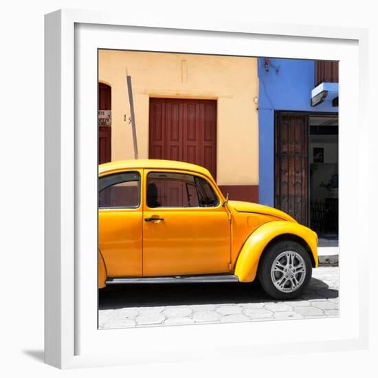 ¡Viva Mexico! Square Collection - "15 Street" Dark Yellow VW Beetle Car-Philippe Hugonnard-Framed Photographic Print