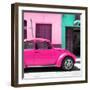 ¡Viva Mexico! Square Collection - "15 Street" Deep Pink VW Beetle Car-Philippe Hugonnard-Framed Photographic Print