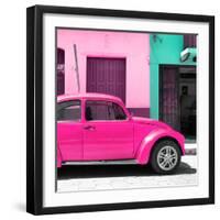 ¡Viva Mexico! Square Collection - "15 Street" Deep Pink VW Beetle Car-Philippe Hugonnard-Framed Photographic Print