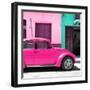 ¡Viva Mexico! Square Collection - "15 Street" Deep Pink VW Beetle Car-Philippe Hugonnard-Framed Photographic Print