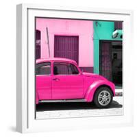 ¡Viva Mexico! Square Collection - "15 Street" Deep Pink VW Beetle Car-Philippe Hugonnard-Framed Photographic Print