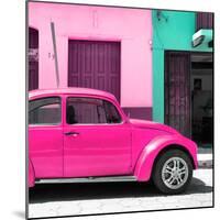 ¡Viva Mexico! Square Collection - "15 Street" Deep Pink VW Beetle Car-Philippe Hugonnard-Mounted Photographic Print
