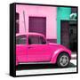 ¡Viva Mexico! Square Collection - "15 Street" Deep Pink VW Beetle Car-Philippe Hugonnard-Framed Stretched Canvas