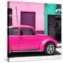 ¡Viva Mexico! Square Collection - "15 Street" Deep Pink VW Beetle Car-Philippe Hugonnard-Stretched Canvas