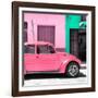 ¡Viva Mexico! Square Collection - "15 Street" Hot Pink VW Beetle Car-Philippe Hugonnard-Framed Photographic Print