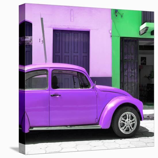 ¡Viva Mexico! Square Collection - "15 Street" Purple VW Beetle Car-Philippe Hugonnard-Stretched Canvas