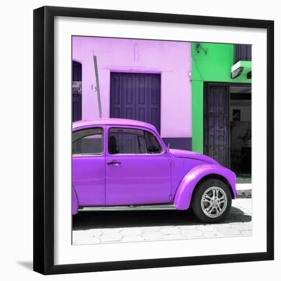 ¡Viva Mexico! Square Collection - "15 Street" Purple VW Beetle Car-Philippe Hugonnard-Framed Photographic Print