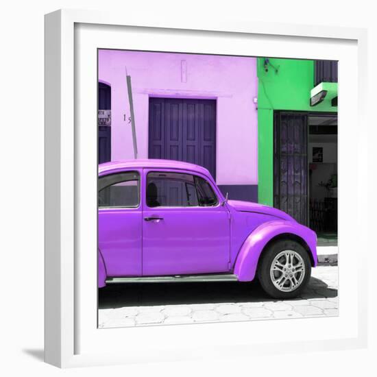 ¡Viva Mexico! Square Collection - "15 Street" Purple VW Beetle Car-Philippe Hugonnard-Framed Photographic Print