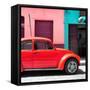 ¡Viva Mexico! Square Collection - "15 Street" Red VW Beetle Car-Philippe Hugonnard-Framed Stretched Canvas