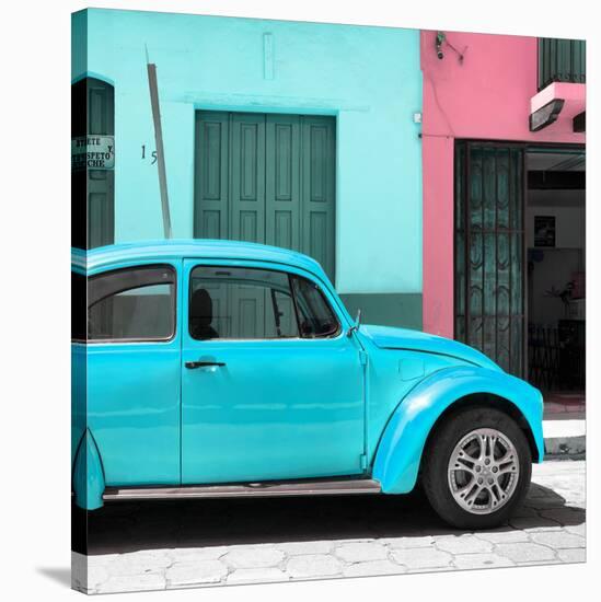 ¡Viva Mexico! Square Collection - "15 Street" Turquoise VW Beetle Car-Philippe Hugonnard-Stretched Canvas