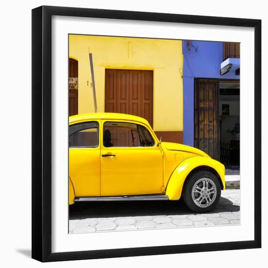 ¡Viva Mexico! Square Collection - "15 Street" Yellow VW Beetle Car-Philippe Hugonnard-Framed Photographic Print