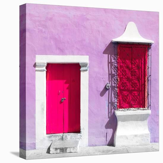 ¡Viva Mexico! Square Collection - "172 Street" Deep Pink & Mauve-Philippe Hugonnard-Stretched Canvas