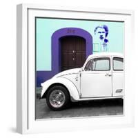 ¡Viva Mexico! Square Collection - "21-B" White VW Beetle Car II-Philippe Hugonnard-Framed Photographic Print