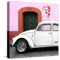 ¡Viva Mexico! Square Collection - "21-B" White VW Beetle Car III-Philippe Hugonnard-Stretched Canvas