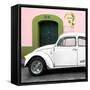 ¡Viva Mexico! Square Collection - "21-B" White VW Beetle Car IV-Philippe Hugonnard-Framed Stretched Canvas