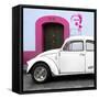 ¡Viva Mexico! Square Collection - "21-B" White VW Beetle Car V-Philippe Hugonnard-Framed Stretched Canvas