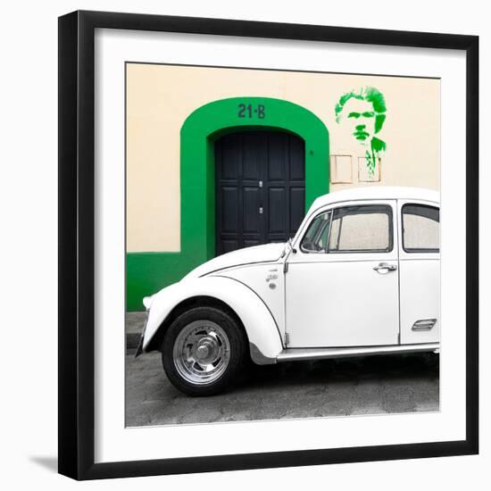 ¡Viva Mexico! Square Collection - "21-B" White VW Beetle Car-Philippe Hugonnard-Framed Photographic Print