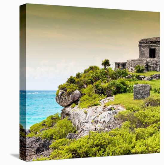 ¡Viva Mexico! Square Collection - Ancient Mayan Fortress in Riviera Maya III - Tulum-Philippe Hugonnard-Stretched Canvas
