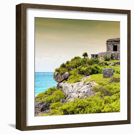 ¡Viva Mexico! Square Collection - Ancient Mayan Fortress in Riviera Maya III - Tulum-Philippe Hugonnard-Framed Photographic Print