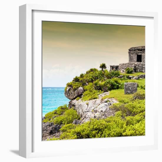 ¡Viva Mexico! Square Collection - Ancient Mayan Fortress in Riviera Maya III - Tulum-Philippe Hugonnard-Framed Photographic Print