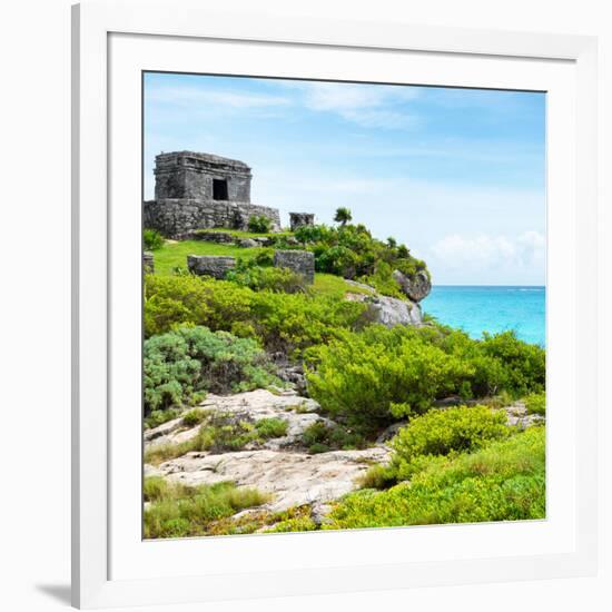 ¡Viva Mexico! Square Collection - Ancient Mayan Fortress in Riviera Maya IV - Tulum-Philippe Hugonnard-Framed Photographic Print