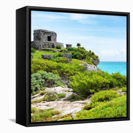 ¡Viva Mexico! Square Collection - Ancient Mayan Fortress in Riviera Maya IV - Tulum-Philippe Hugonnard-Framed Stretched Canvas