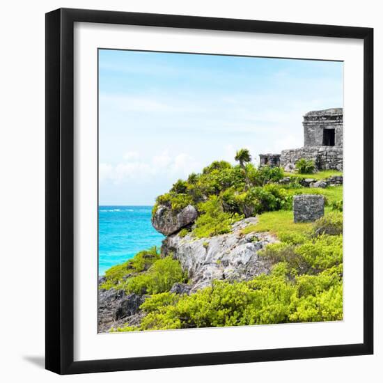 ¡Viva Mexico! Square Collection - Ancient Mayan Fortress in Riviera Maya - Tulum-Philippe Hugonnard-Framed Photographic Print