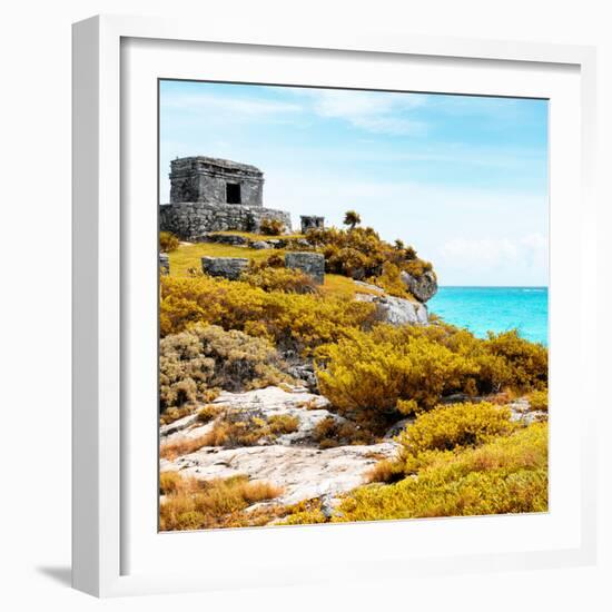 ¡Viva Mexico! Square Collection - Ancient Mayan Fortress in Riviera Maya VI - Tulum-Philippe Hugonnard-Framed Photographic Print