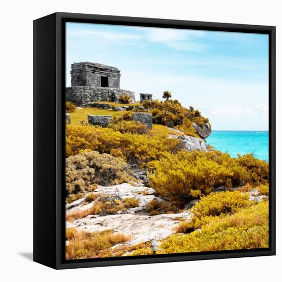 ¡Viva Mexico! Square Collection - Ancient Mayan Fortress in Riviera Maya VI - Tulum-Philippe Hugonnard-Framed Stretched Canvas