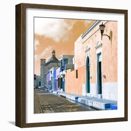 ¡Viva Mexico! Square Collection - Beautiful Colorful Street in Campeche IV-Philippe Hugonnard-Framed Photographic Print