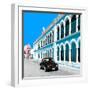 ¡Viva Mexico! Square Collection - Black VW Beetle and Blue Architecture in Campeche-Philippe Hugonnard-Framed Photographic Print