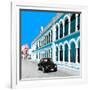 ¡Viva Mexico! Square Collection - Black VW Beetle and Blue Architecture in Campeche-Philippe Hugonnard-Framed Photographic Print