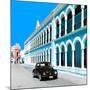 ¡Viva Mexico! Square Collection - Black VW Beetle and Blue Architecture in Campeche-Philippe Hugonnard-Mounted Photographic Print