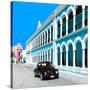 ¡Viva Mexico! Square Collection - Black VW Beetle and Blue Architecture in Campeche-Philippe Hugonnard-Stretched Canvas