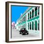 ¡Viva Mexico! Square Collection - Black VW Beetle and Coral Green Architecture in Campeche-Philippe Hugonnard-Framed Photographic Print