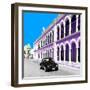 ¡Viva Mexico! Square Collection - Black VW Beetle and Mauve Architecture in Campeche-Philippe Hugonnard-Framed Photographic Print