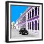 ¡Viva Mexico! Square Collection - Black VW Beetle and Mauve Architecture in Campeche-Philippe Hugonnard-Framed Photographic Print