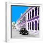 ¡Viva Mexico! Square Collection - Black VW Beetle and Mauve Architecture in Campeche-Philippe Hugonnard-Framed Photographic Print