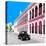 ¡Viva Mexico! Square Collection - Black VW Beetle and Pink Architecture in Campeche-Philippe Hugonnard-Stretched Canvas