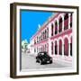 ¡Viva Mexico! Square Collection - Black VW Beetle and Pink Architecture in Campeche-Philippe Hugonnard-Framed Photographic Print