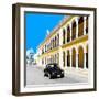 ¡Viva Mexico! Square Collection - Black VW Beetle and Yellow Architecture in Campeche-Philippe Hugonnard-Framed Photographic Print