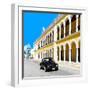 ¡Viva Mexico! Square Collection - Black VW Beetle and Yellow Architecture in Campeche-Philippe Hugonnard-Framed Photographic Print