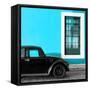 ¡Viva Mexico! Square Collection - Black VW Beetle Car with Blue Street Wall-Philippe Hugonnard-Framed Stretched Canvas