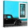 ¡Viva Mexico! Square Collection - Black VW Beetle Car with Blue Street Wall-Philippe Hugonnard-Stretched Canvas