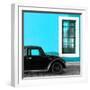 ¡Viva Mexico! Square Collection - Black VW Beetle Car with Blue Street Wall-Philippe Hugonnard-Framed Photographic Print