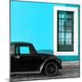 ¡Viva Mexico! Square Collection - Black VW Beetle Car with Blue Street Wall-Philippe Hugonnard-Mounted Photographic Print