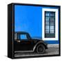 ¡Viva Mexico! Square Collection - Black VW Beetle Car with Dark Blue Street Wall-Philippe Hugonnard-Framed Stretched Canvas