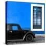 ¡Viva Mexico! Square Collection - Black VW Beetle Car with Dark Blue Street Wall-Philippe Hugonnard-Stretched Canvas