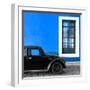 ¡Viva Mexico! Square Collection - Black VW Beetle Car with Dark Blue Street Wall-Philippe Hugonnard-Framed Photographic Print